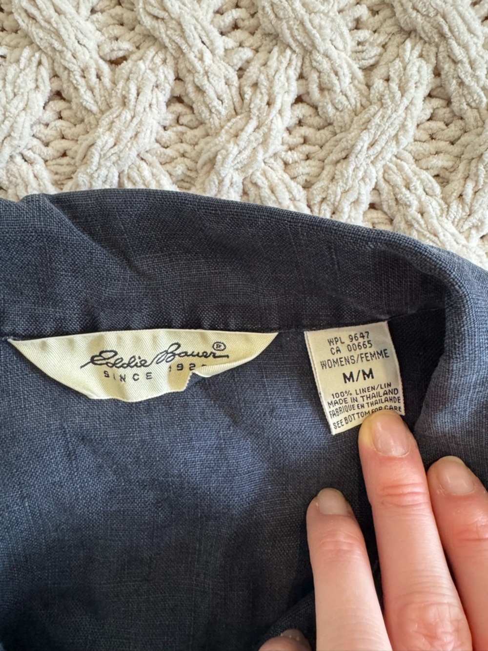 Eddie Bauer Sleeveless Button-Front Dark Navy Dress Linen - Picture 3 of 4